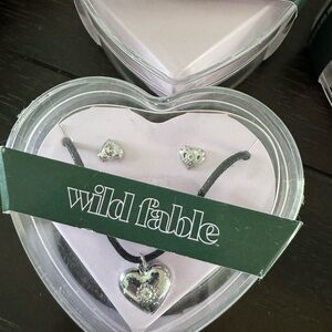 Wild Fable Silver Heart Necklace Set